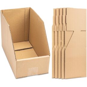Cardboard Storage Box, Open Top Bin Boxes, 11.2""x 7.8""x 3.9"", Suitable for Inventory, Garage and Warehouse Parts Tilt Display Paper Box (10 Pack), brown, HY138