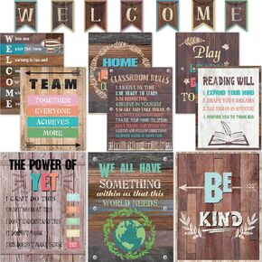 gisgfim 17 Pieces Classroom Motivational Posters Welcome Decor Signs For Classroom Farmhouse Style Bulletin Board Decorations Growth Mindset Classroom Posters Elementary Middle School Classroom Rules