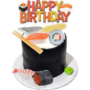 Sushi Theme Cake Decorations - Sushi Chopsticks Cake Figurines Cupcake Toppers Dessert Picks, Sushi Food Theme Birthday Party Celebration Photo Props