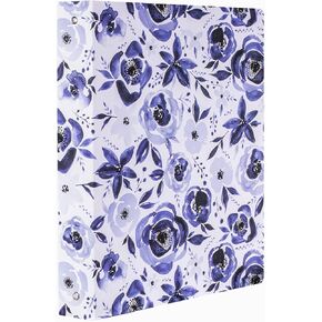 Steel Mill & Co Cute Decorative Hardcover 3 Ring Binder for Letter Size Paper, 1 Inch Round Rings, Floral Binder Organizer for School/Office, Blue Watercolor