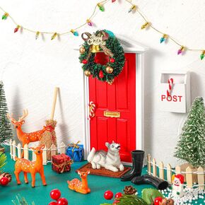 Gerrii 22 Pcs Christmas Fairy Doors Decorations Magical Door for Fairies Special Entry Tiny Xmas Miniature Outdoor Decor for Girl Kids Xmas Accessories Fairy Tale(Welcome)