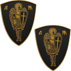 Archangel Cross Sword Shield Protection 3D PVC Rubber Patches with Fastener Hook and Loop Backing Tactical Military Armband Emblem Badges Decorative Appliques