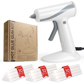 Mini hot glue gun Kit with 30 Glue Sticks, Hot Melt, High Temp for School Crafts DIY Arts and Quick Home Repairs (white glue gun)