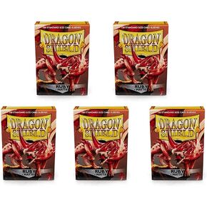 5 Packs Dragon Shield Matte Ruby Standard Size 100 ct Card Sleeves Value Bundle!