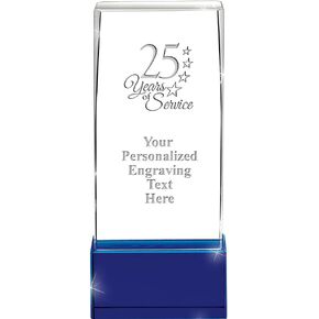 Crown Awards Customizable Crystal Award, 5.75" Engraved Sapphire Lux Crystal Award