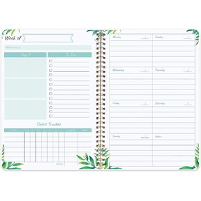 Undated Weekly Planning Pad, Daily Planner with Notes, To Do List Notebook, 5.7" x 8.0", Thick Paper, Twin-Wire Binding - Green