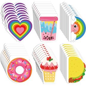 Glenmal 24 Pack Mini Cute Notebooks for Kids Kawaii Pocket Notebooks Bulk with Covers Taco, Heart, Rainbow, Boba, Donut, Ice Cream in 6 Design Small Notepads for Girls School Supplies