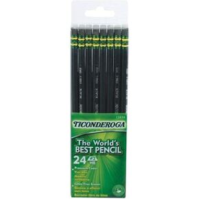 Ticonderoga No. 2 Soft Pencils, Twelve 24 Count Hang-Tab Boxes, Total 288 Pencils (Pack of 12)- (Wood-Cased, Black Writing) in Matte Black (13926)