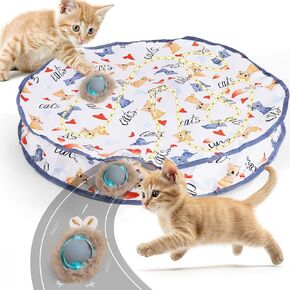 Interactive Cat Toys for Indoor Cats, Electric Cat Ball Fast Rolling in Play Mat, Motion Activated Cat Toy, Hide and Seek Cat Toy for Indoor Kitten Exercise