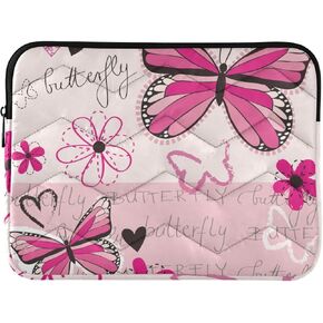 ALAZA Pink Butterfly Laptop Sleeve Case 13, 13.3, 14 inch, Computer Cases for Pad Tablet, Waterproof Briefcase Bag
