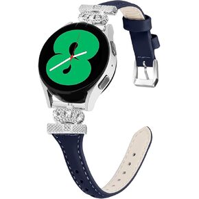 Genuine Leather Strap Intended for Garmin Vivoactive 5/Vivoactive 3/Venu 2 Plus/Venu Sq 2/Venu Sq 2 Music/Venu,Vivomove Trend/Sport for Women Bling Slim Diamond Metal Replacement Bands