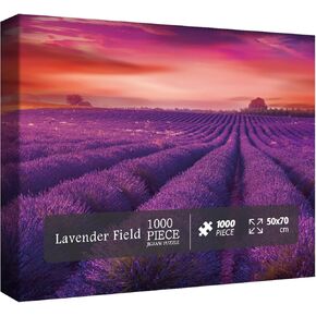 Purple Lavender Field Jigsaw Puzzle 1000 Piece, Sunset Landscape Scenery Nature Puzzles for Adults, Challenging Difficult Hard Impossible Puzzles