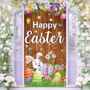 Happy Easter Door Cover Easter Party Decorations Happy Easter Banner Easter Door Banner Front Porch Sign Easter Indoor Outdoor Decor