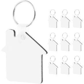SAFIGLE Sublimation Blanks Keychain 10pcs House Shape Heat Transfer Keychain Double-sided Keyring Decorative DIY Craft Pendant Supplies for Bag Purse Wallet Car