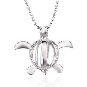 5Pcs Silver Plated Turtle Cage Pendants for Pearl, Design Pearl Cage Pendants for DIY Jewelry Making