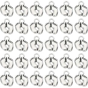 PATIKIL 150pcs Footprint Charm Mini Footprint Pendants Charm Bulk Metal Cute DIY for Jewelry Making Bracelet