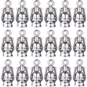 SUNNYCLUE 1 Box 40Pcs Alloy Lamp Charms Lanter Charms Bulk Mini Cute Tibetan Silver Tone Light Kerosene Lamps Christmas Charm for Jewelry Making Women Winter DIY Bracelets Necklace Earrings Keychain