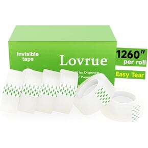 Invisible Packing Tape 6 Rolls Bulk - 0.75" Wide, 1260" Long (105 Feet) Much Longer Than Other Rolls, Invisible on Paper, Ideal Refill for Dispenser