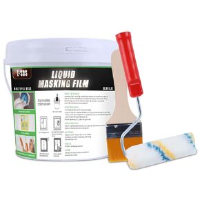 E-SDS Masking Liquid Tape, 95.98 fl.oz Masking Liquid for Window Painting, Transparent Peelable Coating, Masking Liquid with a Brush and Roller