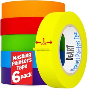 6Pcs Colored Masking Tape, EXTRA LONG 1008 Feet x 1 Inch Painters Tape, Color Painter Tape, Paper Tape for Labeling or Coding, Painter Tape, Craft Tape, Colorful Masking Tape, DIY Artist Tape Art Tape