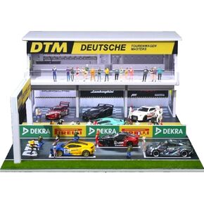 1:64 Scale Diorama Collection مع LED Lighting - تشمل بناء المصنع ، ومسار إصدار DTM Light ، وحاوية D الأولية ، وأكثر من ذلك ، مثالية لـ Mini GT ، Time Micro ، Hot Wheels ، Tomica Cars (Factory)