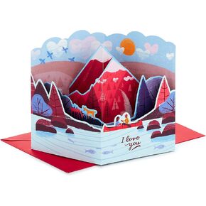 Hallmark Paper Wonder Pop Up Valentines Day Card for Husband, Wife, Boyfriend, Girlfriend (Mountain Lake)