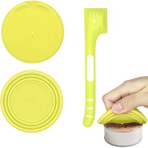 Cat Food Can Covers Lids,Cat Food Spoon,2 Pcs/Set Includ Cat Food Lid and Cat Spoon,Silicone Cat Food can Lid and Cat Spoons for Wet Food,Pet Can Cover and Spoon Set for 3 oz-14 oz Cans (Pink)…