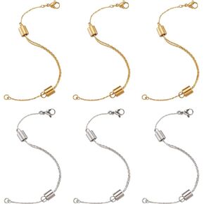 Pandahall 6pcs Adjustable Necklace Chain Extenders Stainless Steel Slider Extender Chain with Lobster Claw Clasp Golden & Platinum for Necklace Bracelet Jewelry Making Supplies Findings 3.9"- 6.3"