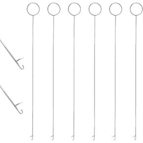 Loop Turner Sewing Tool, 6PCS Latch Hook Tool, Bead Threader Needle Hook, Tube Turner Crochet Sewing Supplies, Tongue Crochet Tools Needle Hooks with Latch for Fabric Tube Strips DIY(10.4 Inch)
