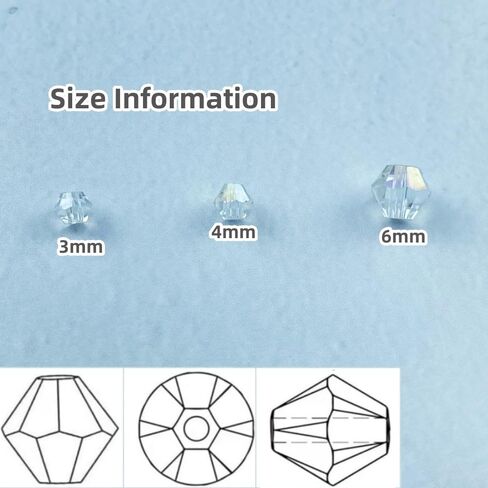 600pcs Bicone Crystal Beads 3mm Crystal Glass Beads bice biconed bicone beads for netclace bracelet arrings diy jewelry make making supplies (شفاف ab) in Saudi Arabia