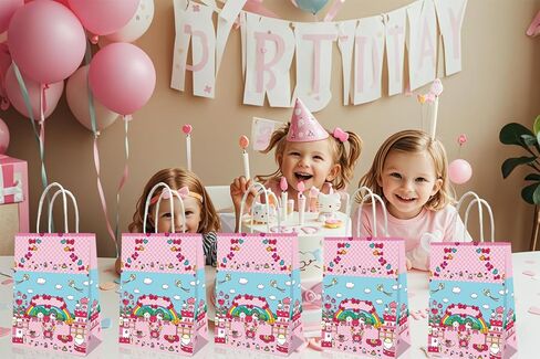 Leifyson 20pcs Pink Paper Gift Bags with Bows | Birthday Party, Wedding, Baby Shower & Holiday Favor Decorations | Eco-Friendly Stationery Supplies in Saudi Arabia