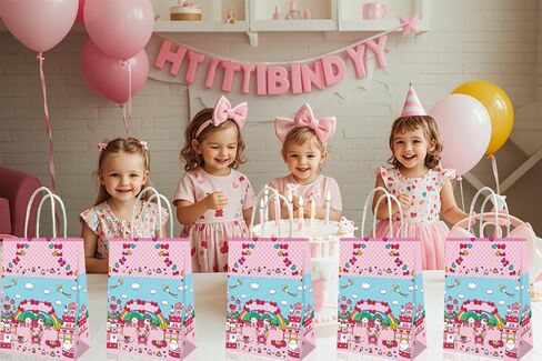 Leifyson 20pcs Pink Paper Gift Bags with Bows | Birthday Party, Wedding, Baby Shower & Holiday Favor Decorations | Eco-Friendly Stationery Supplies in Saudi Arabia