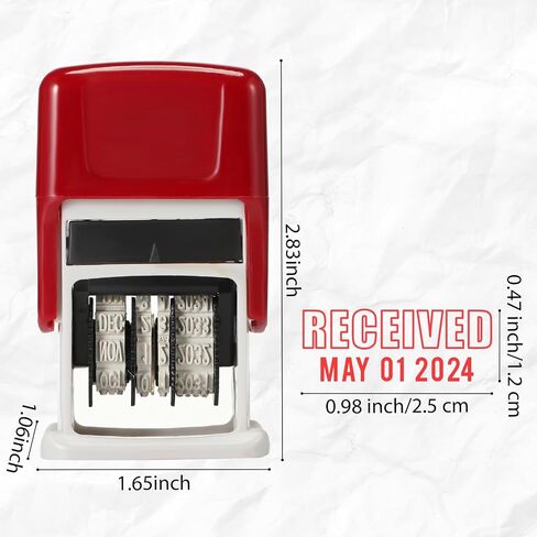 Nezyo 3 Pcs Self-Inking Office Stamp Day Month Year with Date Small Red Rectangular Business Stamps for Work Bookkeeping Business Ordering Accounting(Received and Date) in Saudi Arabia