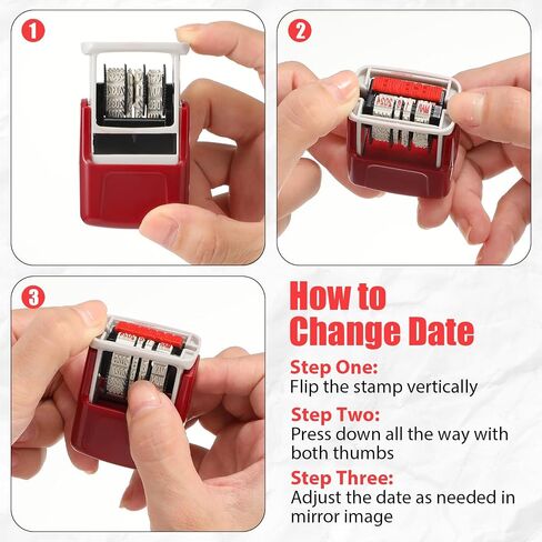 Nezyo 3 Pcs Self-Inking Office Stamp Day Month Year with Date Small Red Rectangular Business Stamps for Work Bookkeeping Business Ordering Accounting(Received and Date) in Saudi Arabia