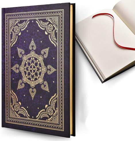 Earth Moon Magick Mystic Muse Hardcover Journal - Gold Foil, Unlined Yellow Art Paper (130 gsm, 200 Pages) - Purple Color Cover in Kuwait