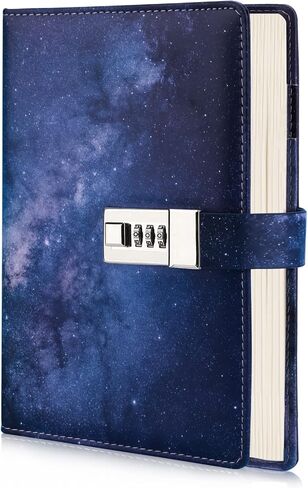 Journal with Lock for Girls and Women, Waterproof PU Leather Diary with Lock, A5 Refillable Notebook with Combination Lock 192 Pages, Secret Password Journal for Teen, Starry Blue Notebook in Saudi Arabia