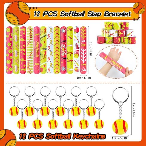 122Pcs Softball Party Favors Softball Goodie Bags Stuffers with Stress Ball Keychain Sticker Badges Silicone Bracelet for Softball Birthday Party Decorations in Kuwait