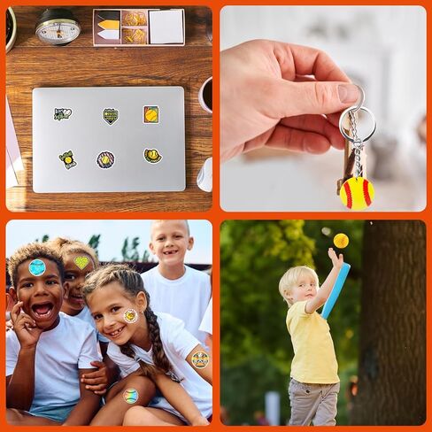 122Pcs Softball Party Favors Softball Goodie Bags Stuffers with Stress Ball Keychain Sticker Badges Silicone Bracelet for Softball Birthday Party Decorations in Kuwait