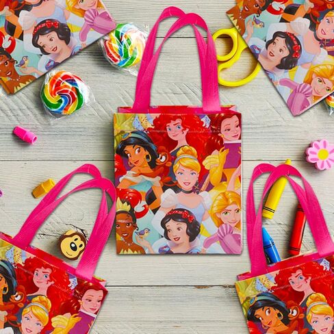Disney Princess Party Favor Bag Set – 12 Pack of 8" Princess Party Goodie Bags for Kids Bulk Reusable Mini Totes | Disney Birthday Party Supplies in Saudi Arabia