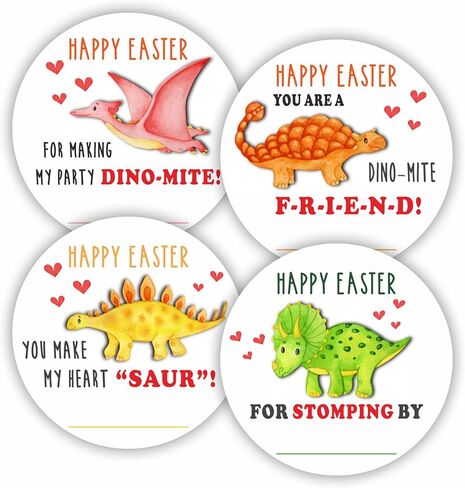 Happy Easter Stickers(40Pcs), 2 Inches Big Stickers for Kids and Adults, Bunny Ears Self-Adhesive Round Label for Goodie Bags, Gift Box, Cards, Party Supplies for Easter Decoration-A05 in Kuwait