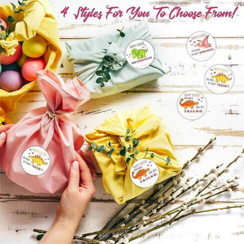 Happy Easter Stickers(40Pcs), 2 Inches Big Stickers for Kids and Adults, Bunny Ears Self-Adhesive Round Label for Goodie Bags, Gift Box, Cards, Party Supplies for Easter Decoration-A05 in Kuwait