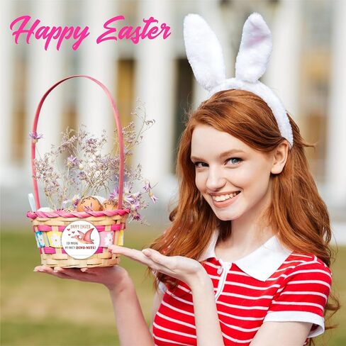 Happy Easter Stickers(40Pcs), 2 Inches Big Stickers for Kids and Adults, Bunny Ears Self-Adhesive Round Label for Goodie Bags, Gift Box, Cards, Party Supplies for Easter Decoration-A05 in Kuwait