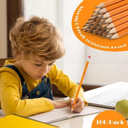 Bulk Valentines Pencils, 360-Pack Sharpened #2 Yellow Pencils with Erasers for Valentine Day, Bulk Pack Graphite Pencils for School Classroom Teacher Supplies, Writing, Drawing and Sketching in Saudi Arabia