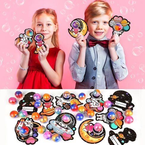 28 Pack Valentines Day Gifts for Kids, Galaxy Slime with Greeting Cards Stress Relief Fidget Set for Kids, Valentine's Day Classroom Exchange Prizes Party Favor, School Party Gifts in Saudi Arabia