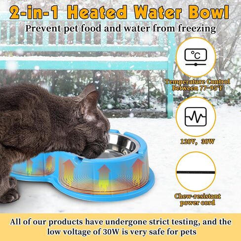 Dreyoo Outdoor Cat Feeding Station with Heated Cat Water Bowl, Weatherproof Kitty Dining Room Outdoor with Heated Pet Bowl for Food and Water, Feral Cat Feeding Station Cat Shelter(Blue) in Saudi Arabia