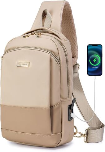 Sling Bag Anti-theft for Women Men Crossbody Bags Chest Sling Backpack with USB Charging Port Daypack PU Leather Shoulder Bag Travel Outdoor Casual Sports Bag in Kuwait