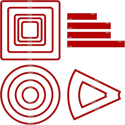 Sintuff 15 PCS تعويذة AOE قال قالب الشفافة أكريليك مساحة التأثير الإملائي تشمل 5 مكعب 4 CIRCLE 2 CONE 4 خطوط خط للهدايا ملحقات ألعاب RPG الهدايا (الأحمر) in Saudi Arabia