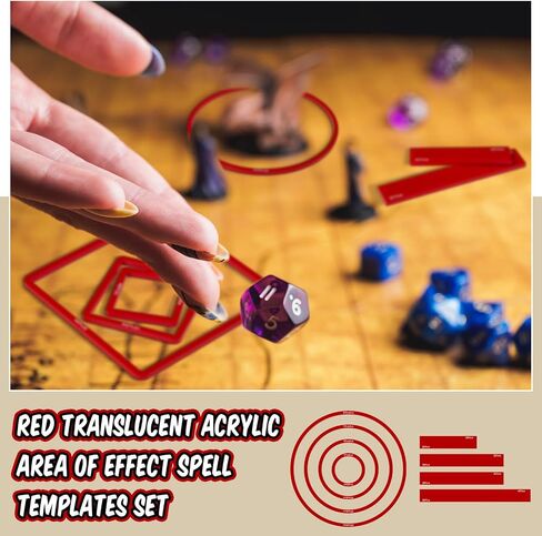Sintuff 15 PCS تعويذة AOE قال قالب الشفافة أكريليك مساحة التأثير الإملائي تشمل 5 مكعب 4 CIRCLE 2 CONE 4 خطوط خط للهدايا ملحقات ألعاب RPG الهدايا (الأحمر) in Saudi Arabia