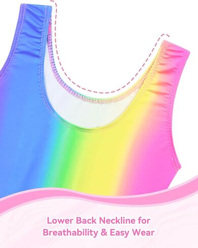 Nymphperi Gymnastics Leotards for Girls One Piece Sleeveless Biketards Colorful Tumbling Bodysuits Stretchy Unitard in Kuwait