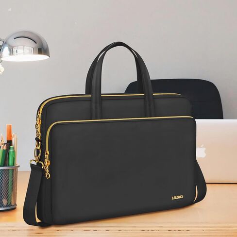 Laptop Bag Case 15.6 16 inch for Women Men Laptop Sleeve Briefcase Compatible with HP Envy Pavilion, Dell XPS Inspiron, ASUS VivoBook, Acer, Surface, Messenger Shoulder Bag with Handle, Black in Saudi Arabia